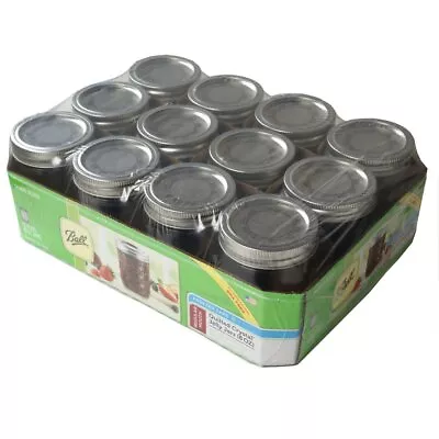 Mason 8oz Quilted Jelly Jars With Lids And Bands Set Of 12 • $18.58