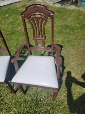 Set Of 2 HENKEL HARRIS Mahogany Dining Room Chairs Fabric Protected By Plastic • $100