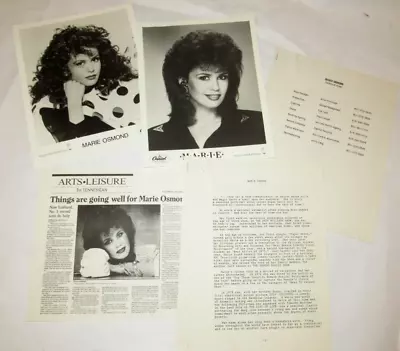 VINTAGE 1980s MARIE OSMOND PROMO PACKAGE! 2 PHOTOS/BIO SHEET/13 PAGE CONTRACT! • £95.54