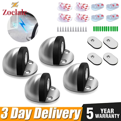 £6.89 • Buy 4X Magnetic Door Stop Holder Catch Stops Hook Wedge Stainless Steel Door Stopper