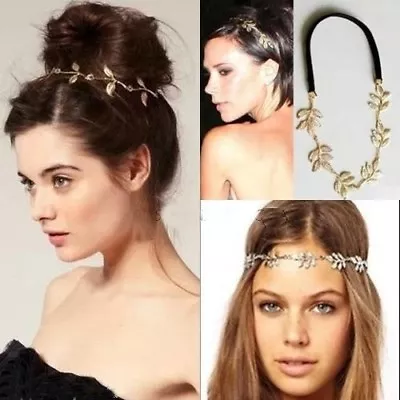 £5.02 • Buy Hair Band Headband Olives Leaf Petals Tendrils Chain Gold Forehead Jewelry 4