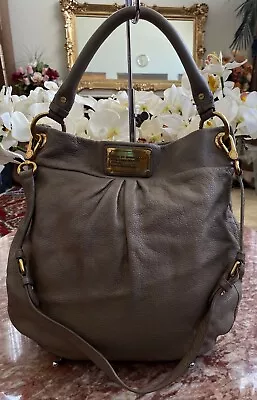 MARC JACOBS Hillier Gray Leather Large Hobo Shoulder Bag EUC! MSRP $498 • $169.99