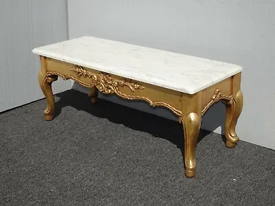 Vintage French Louis XVI Style 14  H Gold Console Table With White Marbletop • $400
