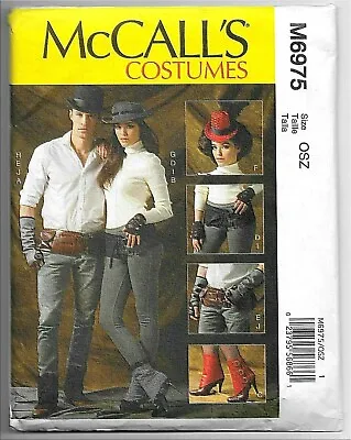 McCall's 6975 UNISEX STEAMPUNK ACCESSORIES COSTUME SEW PATTERN HATS SPATS GLOVES • $10.22