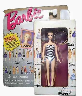 $15.57 • Buy Vintage Barbie Keychain In Original Black & White Bathing Suit. Still In Package