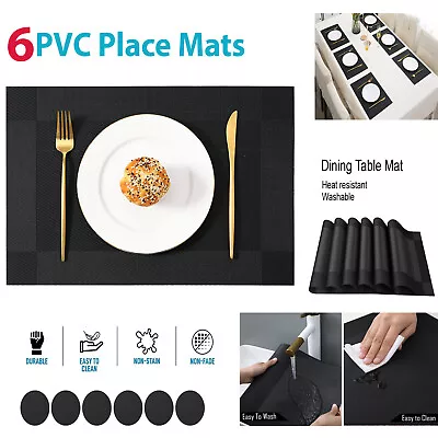 Set Of 6 Placemats And Coasters Tableware Washable Dining Table Pvc Place Mats • £8.60