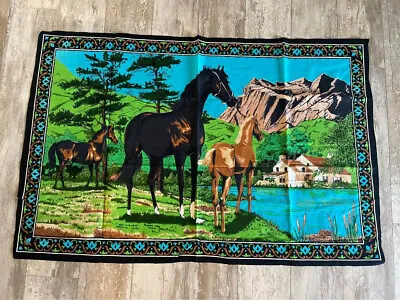 Vintage Horses Equestrian Lightweight Felt Velvet Tapestry • $25