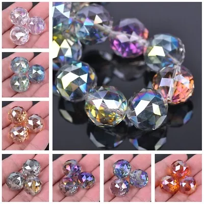 $4.05 • Buy 5pcs Round Big 20mm Faceted Crystal Glass Loose Beads For Jewelry Making DIY