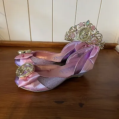 Girls Official Disney Store Rapunzel Shoes And Tiara Set Never Worn 11-12 Years • £22