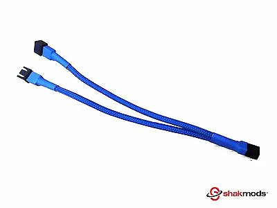 Shakmods 3 Pin Fan Y Splitter 20cm Dark Blue Sleeved Extension Cable UK  • $4.96