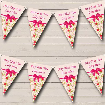 Pink Peach Floral Vintage Shabby Chic Garden Tea Party Bunting Banner • £4.79