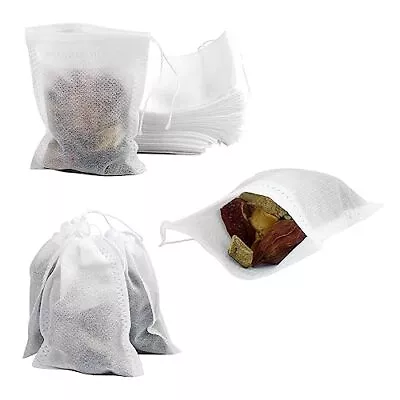 100 Pack Muslin Drawstring Bags Disposable Small Mesh Bags For Cooking Soaking M • $18.93