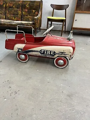 Vintage FIRE TRUCK PEDAL CAR -Fire Department Ball Bearing • $895