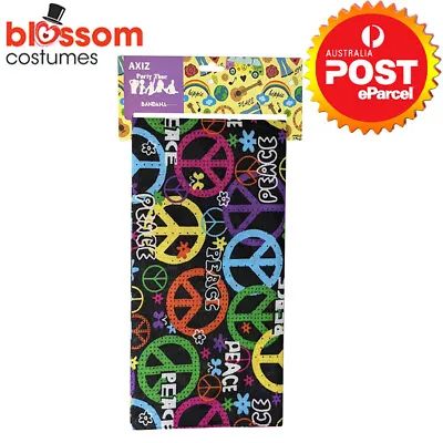 TM247 Hippie 60s 70s Costume Bandana Peace Sign Multicolour Retro Headband • $12.50