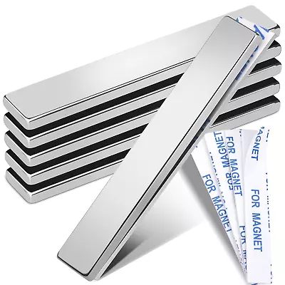 Strong Magnet Strips Heavy Duty - Rare Earth Magnets With Adhesive - Pack Of 6 • $8.68
