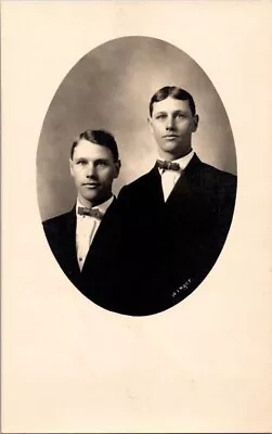 Antique Picture Postcard Real Photo Picture Two Men Brother Unused Divided • $5