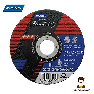 115mm 4.5 Inch NORTON Cut-Off  Cutting Grinding Discs Metal PKT 10  £9.90 !!! • £9.90