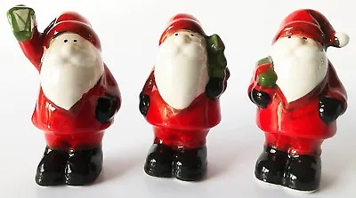 Set Of 3 Ceramic Father Christmas Figures 7cm • £5.49