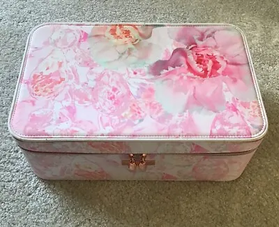 Ted Baker Make Up Vanity Case Storage Box Floral & Rose Gold Used • £17.99