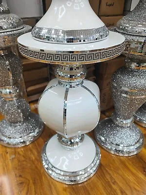 £64.99 • Buy Modern Venetian Mirror Glass Side Table  Diamante Stand Romany Italian White