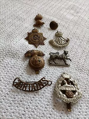 8 Original Ww1 Brass Cap Badges. Gordon'sEgypt East Lancashire Etc • £5
