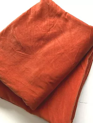 2 Vintage Unlined Orange SILK Velvet Curtain Panels 54x92 Pair Medium Weight MCM • $161.10