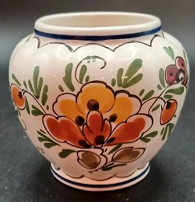 Delft Hand Painted Vase Floral Vintage 69' Signed 3.5 In. • $18