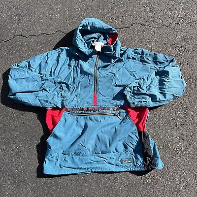 Vintage 80s LL Bean Anorak Half Zip Windbreaker Hoodie Jacket Medium • $25