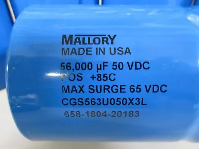  Mallory 56000uf 50vdc CGS563U050X3L Electrolytic Aluminum Capacitor New • $25