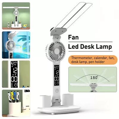 LED Desk Lamp Bedside Study Reading Touch Table Light USB Ports Dimmable & Fan • $34.99