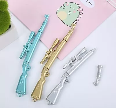 £2.59 • Buy Novelty Gun Shaped Pen Key Ring Rifle Golden School Stationery Gift