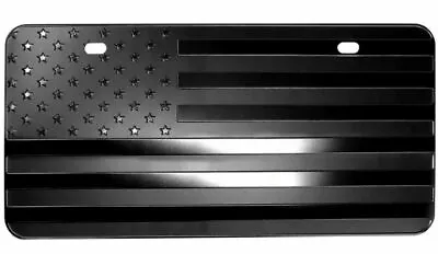 USA BLACKOUT American Flag Metal Embossed License Plate (12 X6  Black) • $9.88