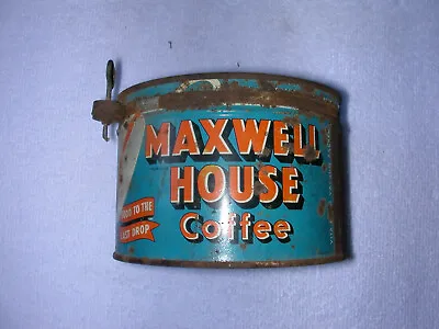 Vintage Maxwell House Coffee Empty One Pound Can Lid And Turn Key With Rust • $26
