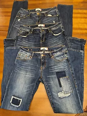 Lot (3) Cabi Jeans Size 4 X 30L Womens Slim Boyfriend Patchwork Mid Rise Blue • $49.30