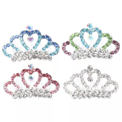 4PCS Mini Hair Combs Hair Clips Tiaras Princess Rhinestone Studded Hair Clip • $8.92