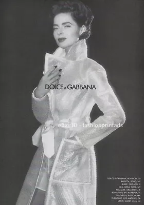 DOLCE & GABBANA 1-Page PRINT AD Spring 1995 ISABELLA ROSSELLINI Michel Comte • $8