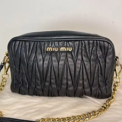 MIU MIU Miu Miu Chain Shoulder Bag Matelassé Black Quilted • $567.88
