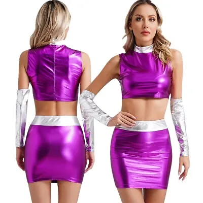 Womens Alien Robot Cosplay Costumes Halloween Spaceman Costume Contrast Color • $7.69