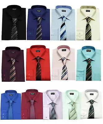 Baby Boy's And Men's Shirt With Striped Tie 2 PC Pageboy Wedding Prom Formal Set • £13.99