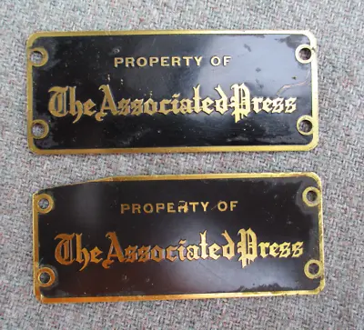 VTG  PROPERY OF THE ASSOCIATED PRESS  BRASS EQUIPMENT TAG - TELETYPE Or CAMERA? • $22.99