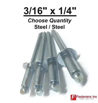 POP Rivets ALL Steel 6-4 3/16  X 1/4  Grip Range Zinc Plated (Choose Quantity) • $7.23