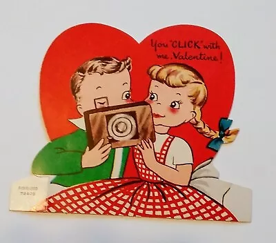 A-Meri-Card Valentines Day Card Vintage 1960s Camera Click Boy Girl • $5.95