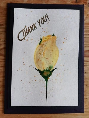 £2.90 • Buy Hand Painted Watercolour Yellow Rose Greetings Card