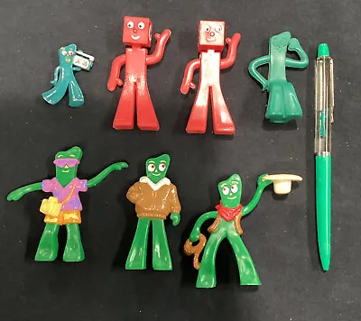 Vintage Gumby Lot Multi Figures 1989 Pencil Topper 1985 Pin 80s • $50