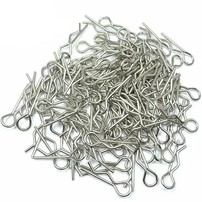 Silver 100pcs 1/10 1/8 Scale Body Clip Pins For RC HSP 110 18 Car Buggy Truck • £4.91