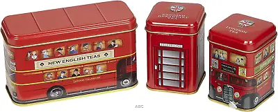 English Teas British Traditions London Bus 3x Mini Tea Tin Gift Pack With & Tea • £8.51