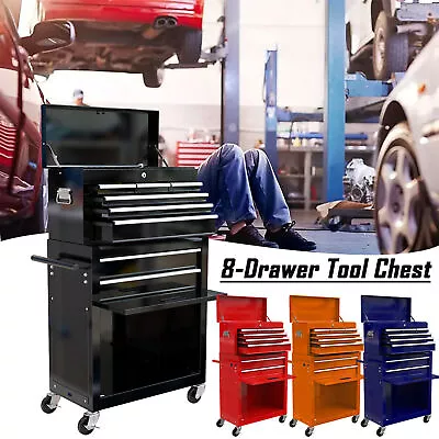 8 Drawer Rolling Tool Chest Cabinet Metal Storage Tool Box Organizer With Wheels • $223.99