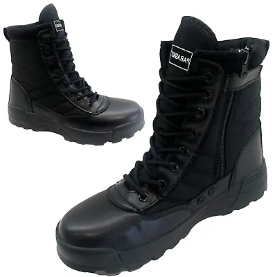 Mens Army Combat Military Hiking Ankle Lace Up Security Work Police Boots Size • £17.95