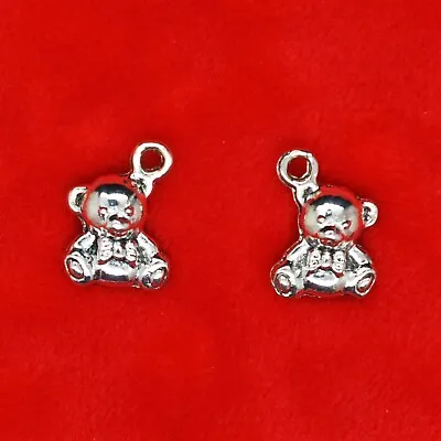 £2.39 • Buy 8 X Tibetan Silver Cute Teddy Bears Baby Toy Charm Pendants 