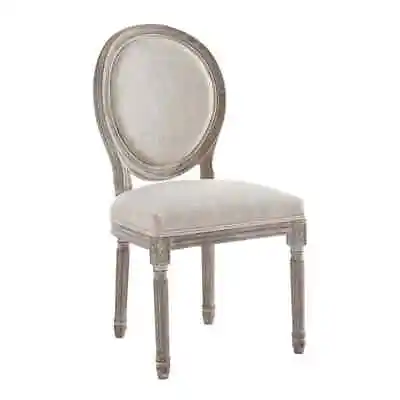 Modway Dining Side Chair Vintage French Upholstered Fabric Solid Back Beige • $136.61